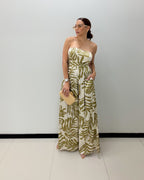 GREEN LEAVES PRINT JUMPSUIT