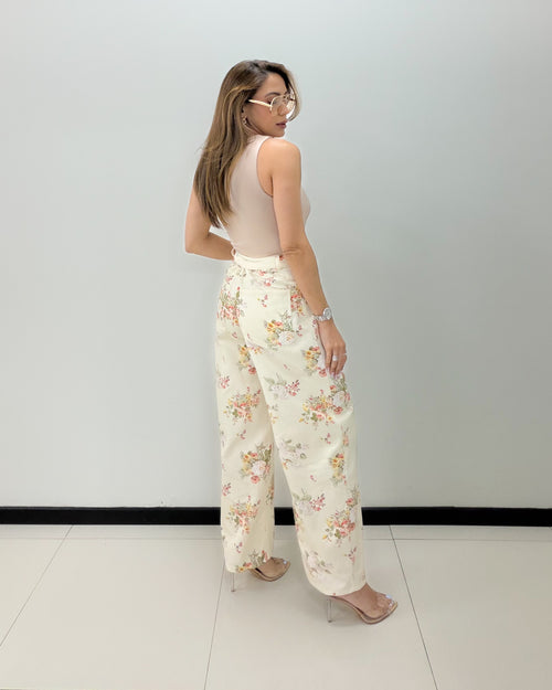 FLORAL PRINT BARREL PANT