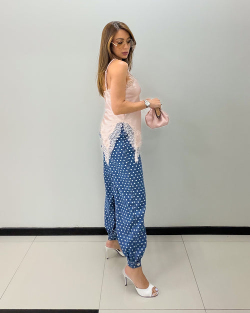 DENIM POLKA DOTS PANT