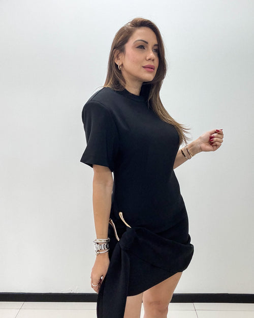 DRAPED BELT DETAIL DRESS