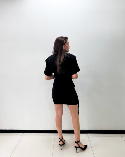 DRAPED BELT DETAIL DRESS