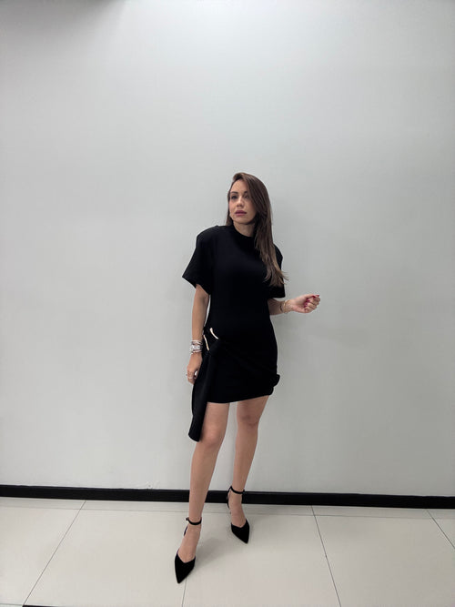 DRAPED BELT DETAIL DRESS