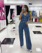 DENIM RHINESTONE PANT SET