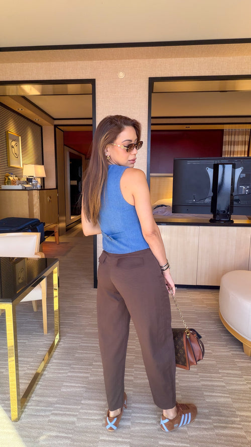 BROWN BARREL PANT