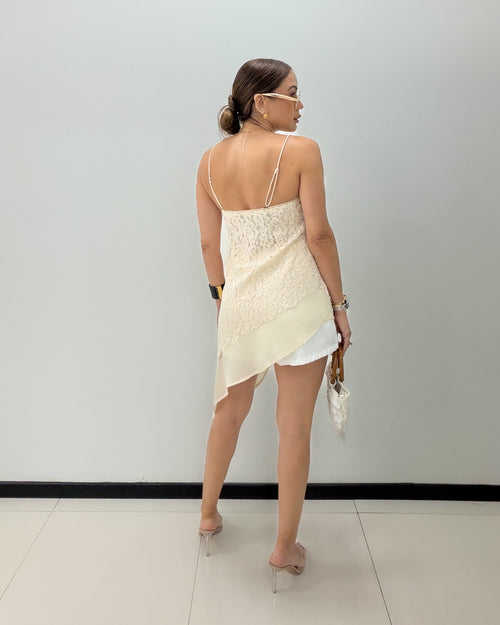 ASYMMETRICAL LACE BLOUSE