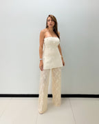 CREAM LACE PANT SET