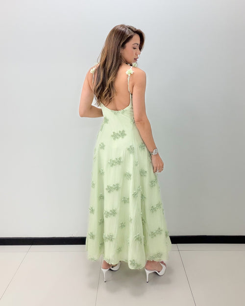 MINT APLIQUE MIDI DRESS