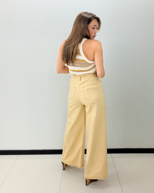 KHAKI WIDE LEG PANT