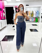 ROPE DETAIL DENIM PANT SET