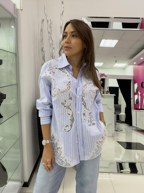 SKY BLUE LACE BLOUSE