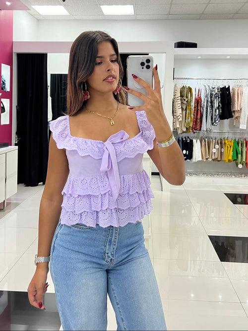 LAVENDER EYELET TOP