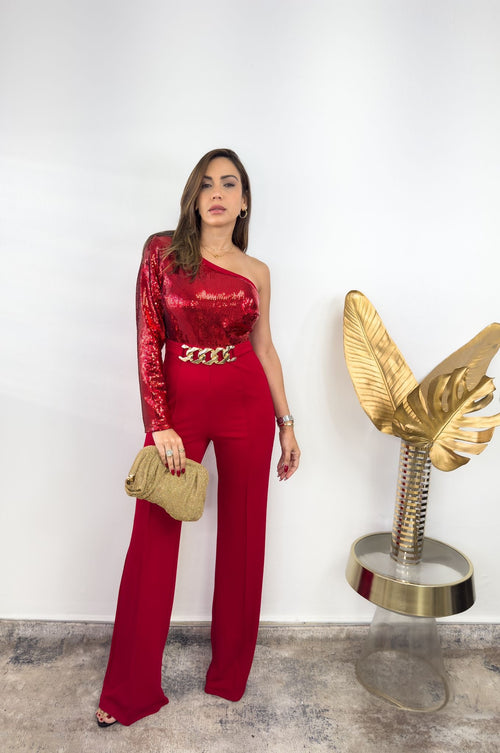 RED SEQUINS JUMPSUIT