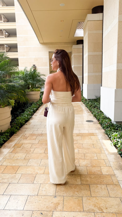IVORY PINSTRIPES PANT SET