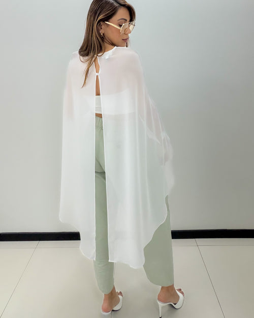 WHITE CAPE BLOUSE