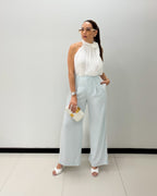 LT BLUE LACE DETAIL PANT