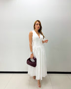 POPLIN SCALLOP MIDI DRESS