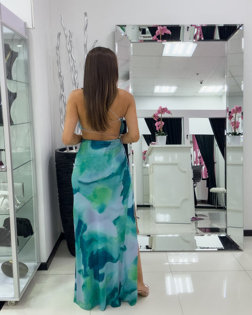 BLUE PRINT CUT OUT DRESS