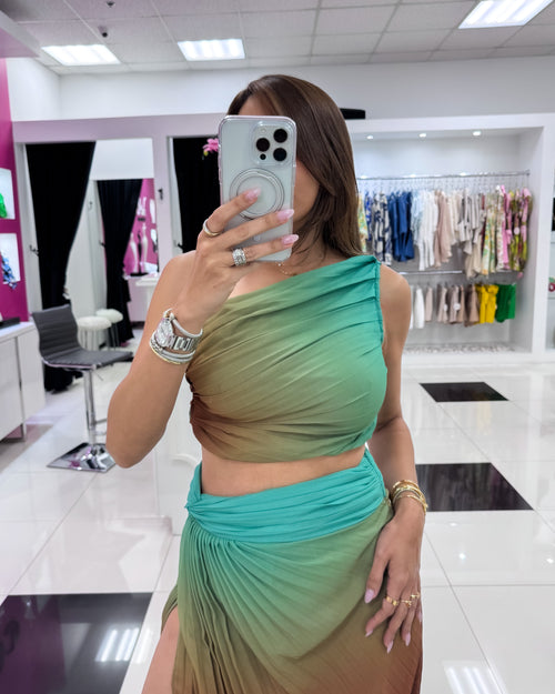 MINT-TAUPE SKIRT SET
