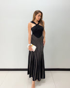 BLACK NUDE KNIT MIDI DRESS