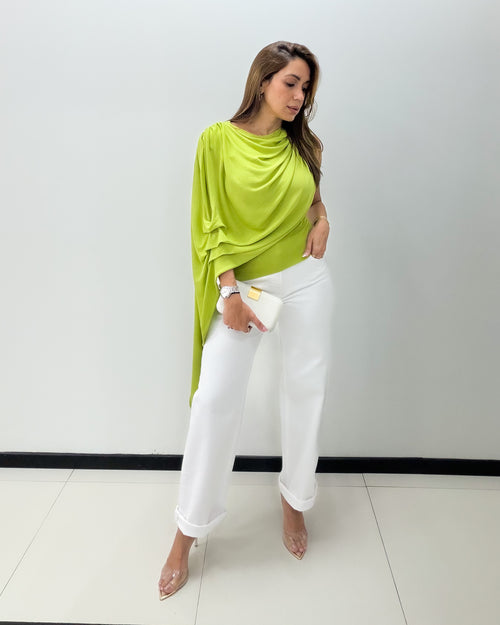 LEMONGRASS KNIT CAPE BLOUSE