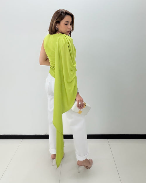 LEMONGRASS KNIT CAPE BLOUSE