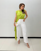 WHITE HIGH RISE BAGGY JEANS