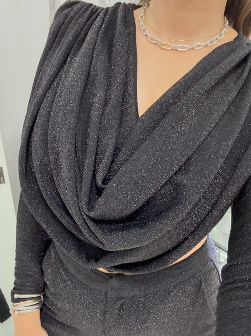 BLACK GLITTER PANT SET
