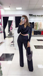 BLACK GLITTER PANT SET