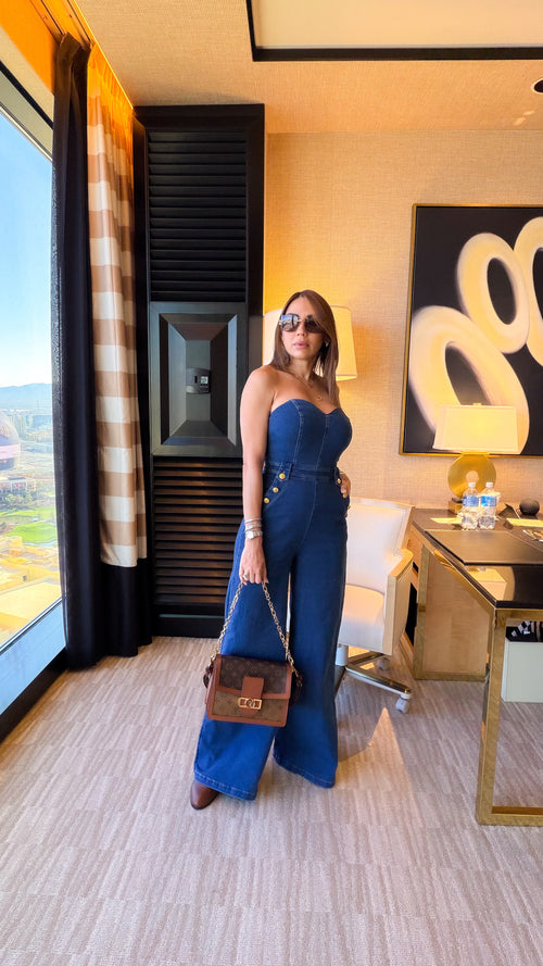 STRAPLESS DENIM JUMPSUIT