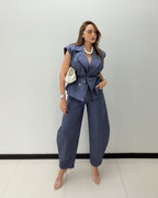 BLUE BARREL PANT SET