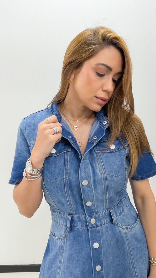 WASHED DENIM MIDI DRESS
