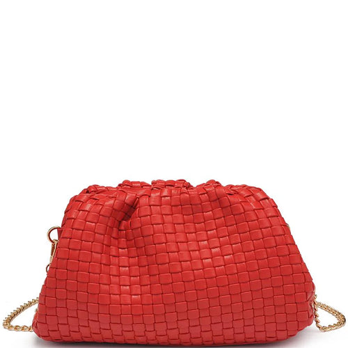 RED WOVEN CLUTCH