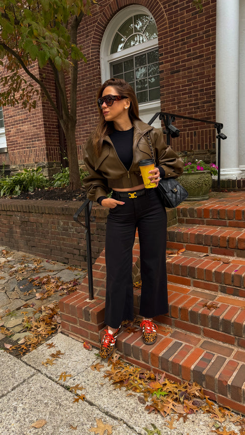 FAUX LEATHER CROP JACKET