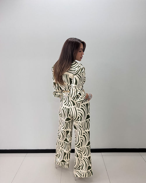 OLIVE PRINT JUMPSUIT