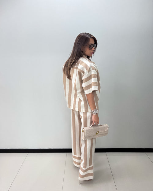 MOCHA STRIPE PANT SET