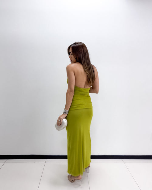 GRASS GREEN MESH MAXI DRESS