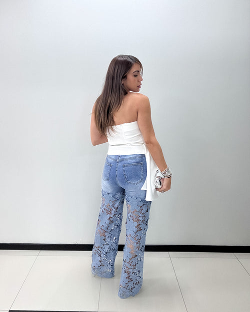 LACE FLOWER JEANS