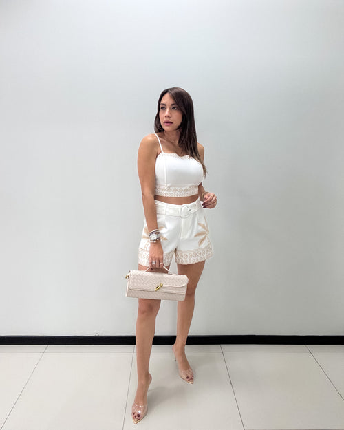 EMBROIDERED DETAILS SHORT SET