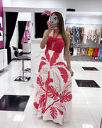 CORAL PRINT MAXI DRESS