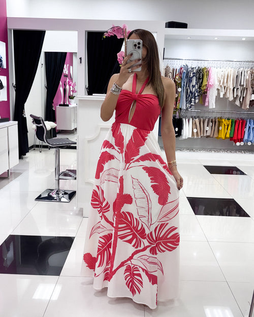 CORAL PRINT MAXI DRESS