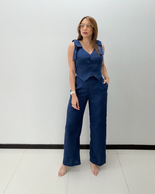 BOW DETAIL VEST PANT SET