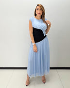 POWDER BLUE-BLACK SKIRT SET