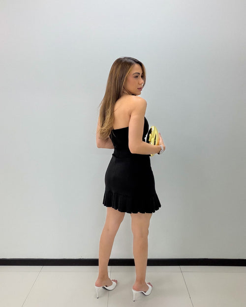 PLEATED MINI TUBE DRESS