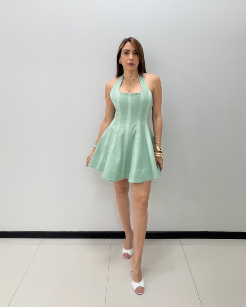 SAGE HALTER MINI DRESS
