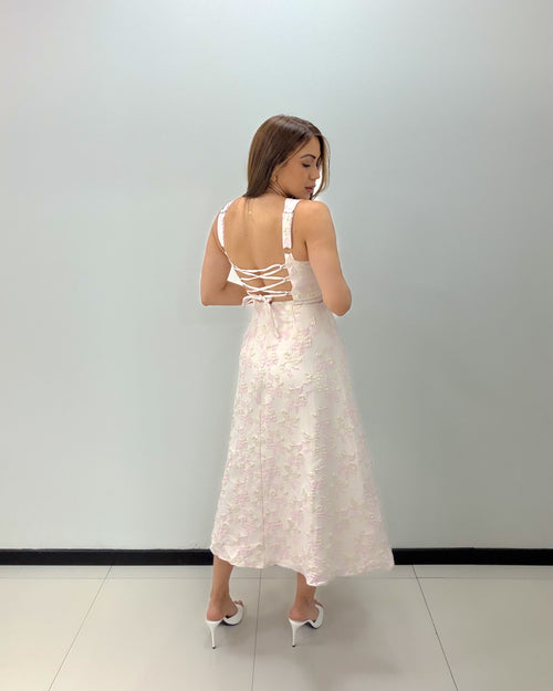 BLUSH-GOLD  MIDI DRESS