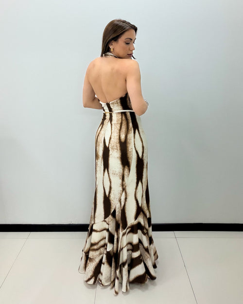 SAFARI BELTED MAXI DRESS