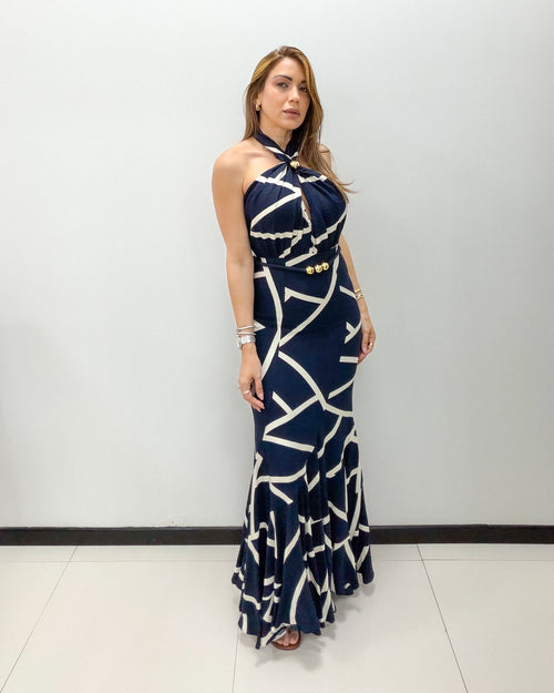 GEOMETRIC PRINT MAXI DRESS