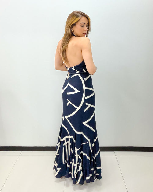 GEOMETRIC PRINT MAXI DRESS