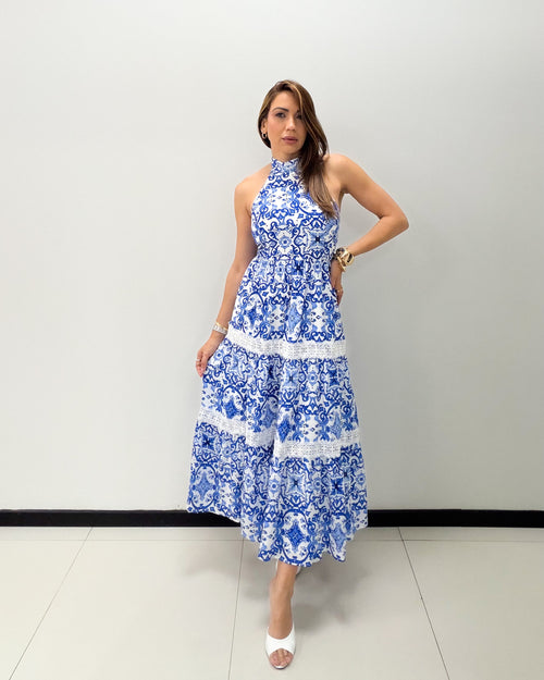 BLUE PRINT MAXI DRESS