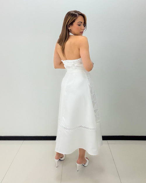 HALTER LACE MIDI DRESS